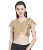 Beige Art Silk Ready-Made Saree Blouse