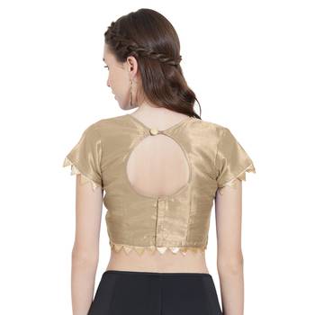 Beige Art Silk Ready-Made Saree Blouse 3