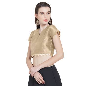 Beige Art Silk Ready-Made Saree Blouse 5
