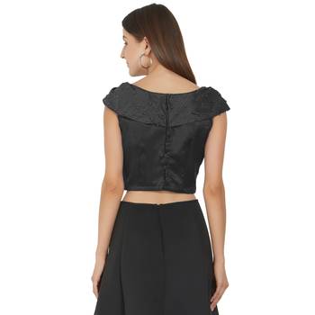 Black Art Silk Ready-Made Saree Blouse 3