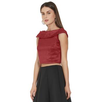 Maroon Art Silk Ready-Made Saree Blouse 4