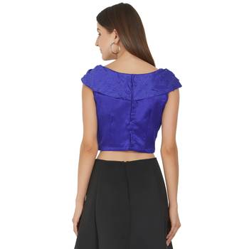Royal Blue Art Silk Ready-Made Saree Blouse 3