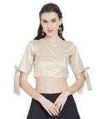 Cream Art Silk Ready-Made Saree Blouse