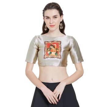 Offwhite Art Silk Ready-Made Saree Blouse 1
