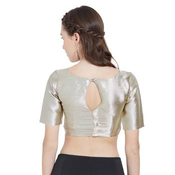 Offwhite Art Silk Ready-Made Saree Blouse 3