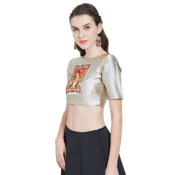 Offwhite Art Silk Ready-Made Saree Blouse 5