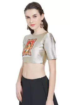 Offwhite Art Silk Ready-Made Saree Blouse