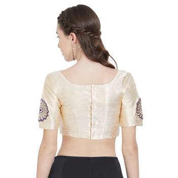 Beige Art Silk Ready-Made Saree Blouse 3