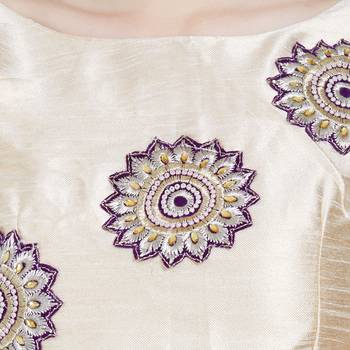 Beige Art Silk Ready-Made Saree Blouse 4