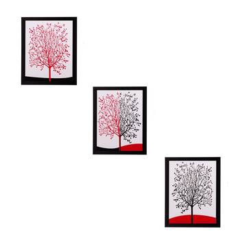 Set of 3 Abstract Tree Matt Textured UV Art Painting 1