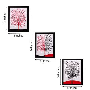 Set of 3 Abstract Tree Matt Textured UV Art Painting 2