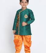  Bottle Green Silk Blend Kurta And Dhoti Set