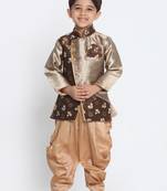 Bronze Woven Blended Cotton Boys Sherwani