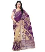 Purple printed georgette saree with blouse