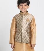  Gold Silk Blend Nehru Jacket
