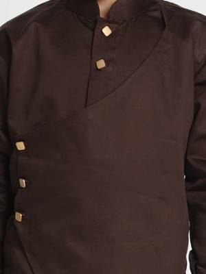  Coffee And Cream Cotton Satin Blend Kurta Pyjama Set 3