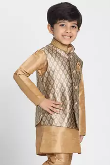  Gold Silk Blend Nehru Jacket