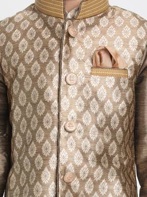  Gold Silk Blend Nehru Jacket 3