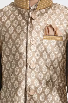  Gold Silk Blend Nehru Jacket