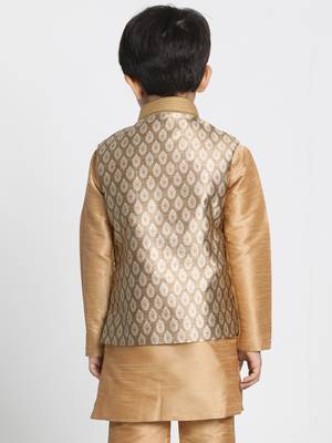  Gold Silk Blend Nehru Jacket 4