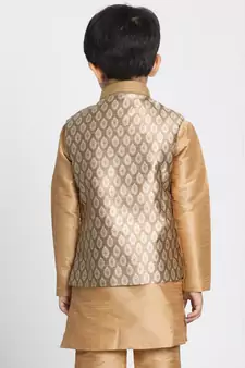 Gold Silk Blend Nehru Jacket