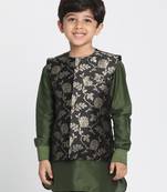  Black And Zari Gold Silk Blend Nehru Jacket