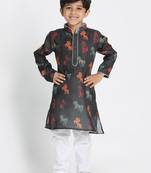  Shaded Black Cotton Blend Kurta Pyjama Set