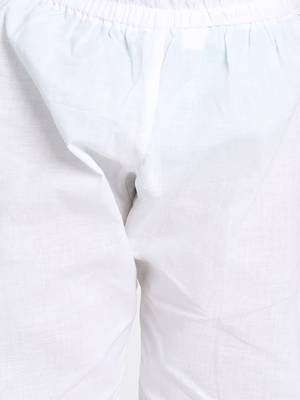 White Printed Silk Blend Boys-Kurta-Pyjama 4