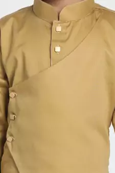  Chikoo And Cream Cotton Satin Blend Kurta Pyjama Set