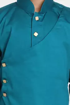  Rama And Cream Cotton Satin Blend Kurta Pyjama Set