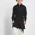  Black And Cream Cotton Satin Blend Kurta Pyjama Set