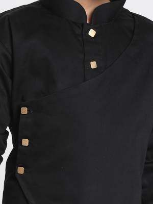  Black And Cream Cotton Satin Blend Kurta Pyjama Set 3