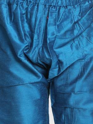 Turquoise Printed Cotton Silk Boys-Kurta-Pyjama 5