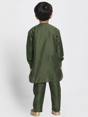   Mehandi Green Cotton Blend Kurta Pyjama Set 4