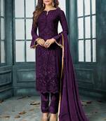 Purple embroidered georgette salwar