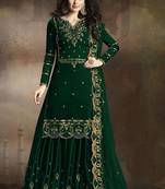 Green embroidered art silk salwar