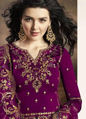 Purple embroidered art silk salwar 2