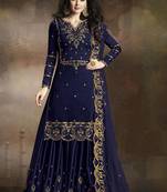 Blue embroidered art silk salwar
