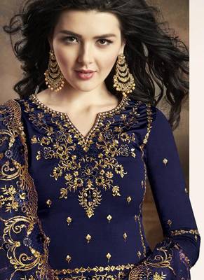Blue embroidered art silk salwar 2