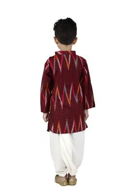 Maroon printed cotton boys-dhoti-kurta 3