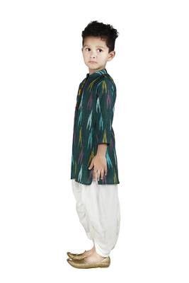 Green printed cotton boys-dhoti-kurta 2