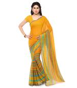 Yellow printed georgette saree with blouse