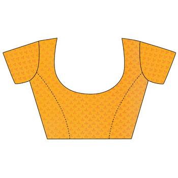 Yellow printed georgette saree with blouse 4