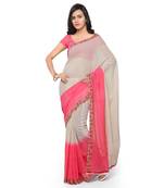 Light red printed georgette saree with blouse