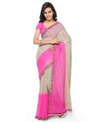 Light pink printed georgette saree with blouse