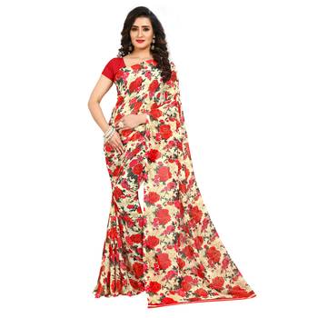 Multicolor printed georgette saree with blouse 1