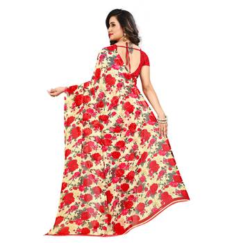Multicolor printed georgette saree with blouse 3