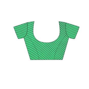 Green printed georgette saree with blouse 4