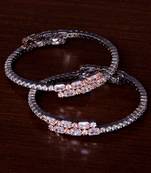 Black cum Rose Gold Plated AAA CZ Stone Embellished Designer Bangles BD401