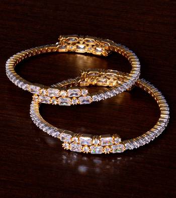White Gold Plated AAA CZ Stone Embellished Designer Bangles BD402 1